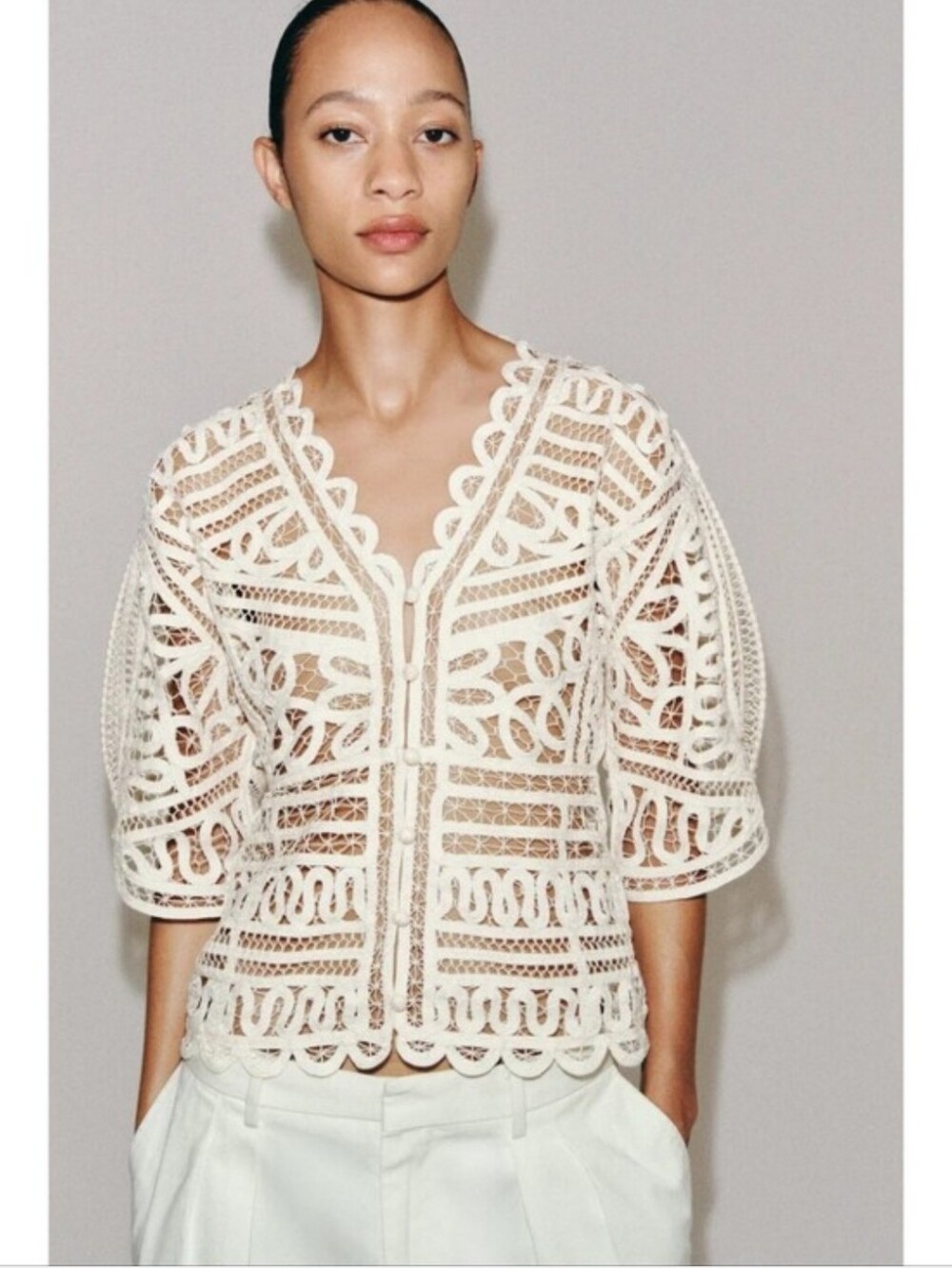 ZARA CROCHET TOP CREAM NWT SIZE M - Picture 12 of 16
